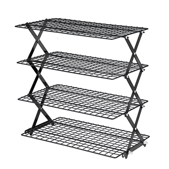 Heavy Duty Carbon Steel Cooling Rack X-Shaped Collapsible Multi-Tier Adjustable Oven Safe Dishwasher Safe Baking Rack for Kitchen