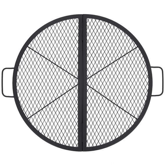 Heavy-Duty Carbon Steel Fire Pit Grill Grate, 30.5 Inch Round Foldable Portable BBQ Cooking Grid with Non-Stick Coating, Handles for Camping, RV, Backyard, Easy Clean, Rust Resistant