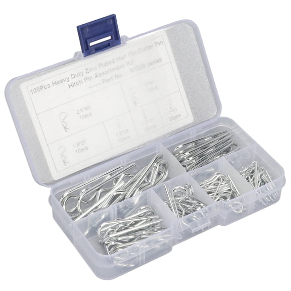 Heavy-Duty Carbon Steel Hairpin R Clip Assortment Kit for Fastening, Zinc Plated Cotter Pins / Hitch Pin Clips for RV, Camping Cars, and Lawn Mower Engines (100-Pack, 10 Inches / 25.4 cm)