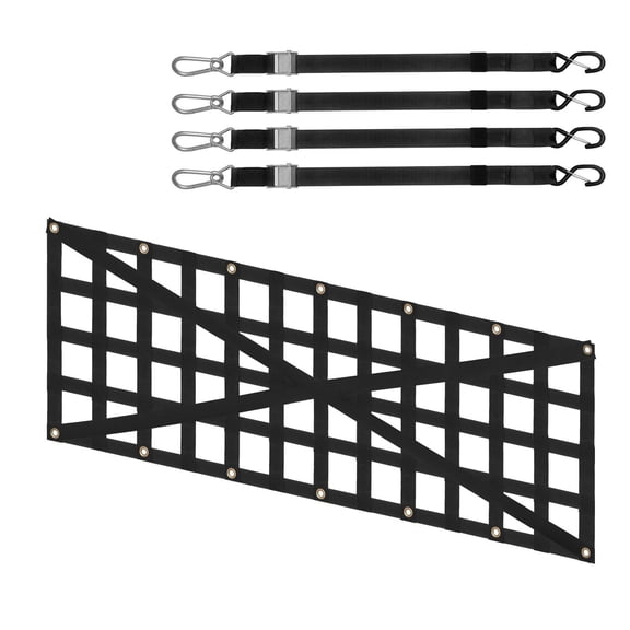 Heavy Duty 54x18 Inch Truck Bed Tailgate Net with 4 Adjustable Telescopic Straps Cross Reinforced Durable Cargo Net for Pickup SUV Jeep Trailer