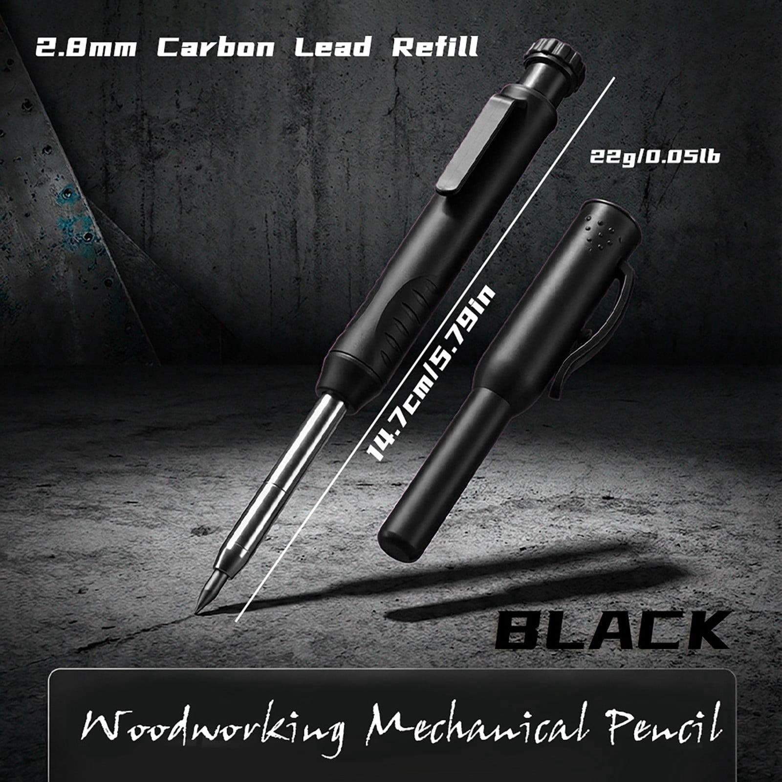 Heavy Duty Carpenter Pencils Set with Sharpener Fine Point Black ...
