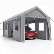 Heavy Duty Carport, 10x20ft Car Canopy, Portable Garage with Roll-up Ventilated Windows & Removable Sidewalls, UV Resistant Waterproof All-Season Tarp for SUV, Car, Truck, Boat