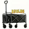 thumbnail image 1 of Heavy Duty Carriage Foldable Folding Car - Portable Utility Wagon With All Terrain Wheels - Can Load 450/250/150 Pounds - Utility Truck Outdoor Wide Camping Beach, Fishing, Camping, Shopping, Black, 1 of 7