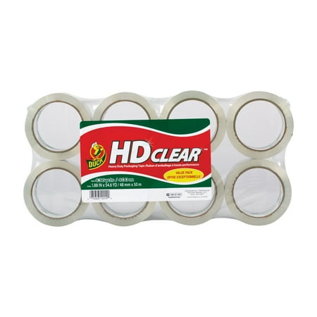 Duck 282195 1.88 in. x 55 yards 3 in. Core Heavy-Duty Carton Packaging Tape - Clear (8/Pack)