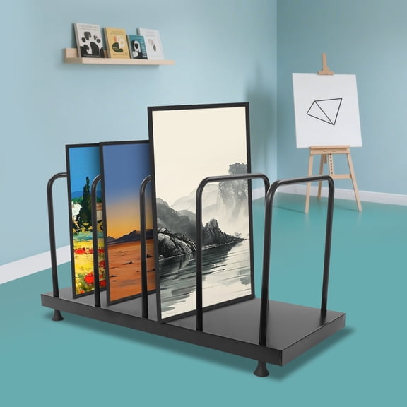 Heavy Duty Carton Storage Rack for Flat Items, Adjustable Poles, Carbon Steel with Grip Feet