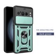 thumbnail image 1 of Heavy Duty Case for Google Pixel 8 Pro with Camera Lens Sliding Cover & Ring Holder Kickstand, Shockproof Rugged PC + Soft TPU Hybrid Magnetic Car Mount Case for Google Pixel 8 Pro, Green, 1 of 10
