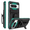 thumbnail image 1 of Heavy Duty Case for Google Pixel 9 / 9 Pro, Hybrid Military Grade Shockproof Rugged Cover with Hidden Bracket Removable Belt Clip Heat Dissipation Anti-Fall Case for Galaxy S24 Plus, Darkgreen, 1 of 15