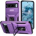 thumbnail image 1 of Heavy Duty Case for Google Pixel 9 / 9 Pro, Military Grade Dual Layer Hybrid Rubber Bumper with Sliding Camera Cover, Built-in 360 Degree Swivel Stand Car Magnetic for Google Pixel 9 / 9 Pro - Purple, 1 of 8