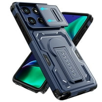 Heavy Duty Case for Motorola Edge 2025, Military Grade Dual Layer Hybrid Cushioning Rubber PC Case with Sliding Camera Cover, Built-in Stand Rugged Cover for Motorola Edge 2025 - Blue
