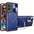 thumbnail image 1 of Heavy Duty  Case for Motorola Moto G54 5G with Camera Cover, Built-in Rotated Ring Kickstand with Slide Camera Lens Protection Cover Case for Moto G54 5G JS-Blue, 1 of 10