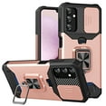 thumbnail image 1 of Heavy Duty Case for Samsung Galaxy A16 5G with Camera Lens Sliding Cover Card Holder, Rugged Protection Shockproof Phone Cover with Rotate Ring Holder Stand Magnetic Car Mount, Rosegold, 1 of 7