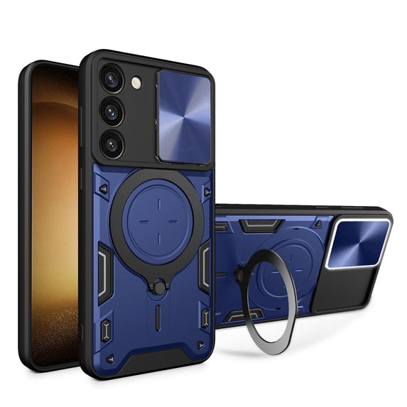 Heavy Duty Case for Samsung Galaxy A26 5G with Stand, Camera Lens Sliding Cover, Magnetic Car Mount Holder, Rugged Military Drop Protection Case for Samsung Galaxy A26 5G, Blue