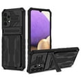 thumbnail image 1 of Heavy Duty Case for Samsung Galaxy A33 5G Rugged PC Armor Credit Card Slot Holder Kickstand Bracket Cover, Military Grade Dual-Layers Shockproof Anti-Scratches Lens Protection Case,Black, 1 of 9