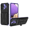 thumbnail image 1 of Heavy Duty Case for Samsung Galaxy A54 5G Credit Card Slot Holder Kickstand Bracket Cover, Military Grade Dual-Layers Rugged PC Shockproof Anti-Scratches Lens Protection Case, Purple, 1 of 7