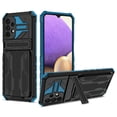 thumbnail image 1 of Heavy Duty Case for Samsung Galaxy A54 5G Credit Card Slot Holder Kickstand Bracket Cover, Military Grade Dual-Layers Rugged PC Shockproof Anti-Scratches Lens Protection Case, Blue, 1 of 7