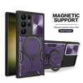 thumbnail image 1 of Heavy Duty Case for Samsung Galaxy S23 FE, Camera Lens Sliding Cover with Hidden Bracket Magnetic Car Mount Holder, Rugged Military Grade Shockproof Lens Protection Case, Purple, 1 of 11