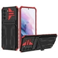 thumbnail image 1 of Heavy Duty Case for Samsung Galaxy S24 FE Credit Card Holder Cover with Kickstand, Military Grade Dual-Layers Rugged Shockproof Lens Protection Case for Samsung Galaxy S24 FE, Red, 1 of 9