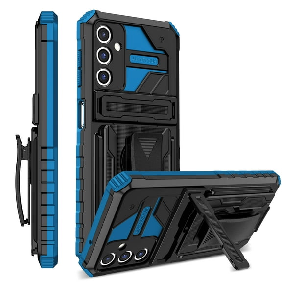 Heavy Duty Case for Samsung Galaxy S25 Plus, Hybrid Military Grade Shockproof Rugged Cover with Hidden Bracket Removable Belt Clip Heat Dissipation Anti-Fall Case for Samsung Galaxy S25 Plus, Blue