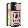 thumbnail image 1 of Heavy Duty Case for Samsung Galaxy S25 with Ring Holder Kickstand & Camera Lens Sliding Cover, Hybrid Shockproof Case Support Magnetic Car Mount for Samsung Galaxy S25, Rosegold, 1 of 8