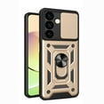 thumbnail image 1 of Heavy Duty Case for Samsung Galaxy S25 with Ring Holder Kickstand & Camera Lens Sliding Cover, Hybrid Shockproof Case Support Magnetic Car Mount for Samsung Galaxy S25, Gold, 1 of 8