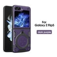 thumbnail image 1 of Heavy Duty Case for Samsung Galaxy Z Flip5, Hidden Bracket Magnetic Car Mount Holder, Rugged PC+TPU Hybrid Military Grade Shockproof Lens Protection Case, Purple, 1 of 12