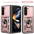 thumbnail image 1 of Heavy Duty Case for Samsung Galaxy Z Fold 5, Camera Lens Sliding Rugged PC + Soft TPU Hybrid Shockproof Anti-Slip Cover with Magnetic Car Mount Ring Holder Kickstand Case,Rosegold, 1 of 11