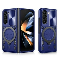 Heavy Duty Case for Samsung Galaxy Z Fold 7 with Stand, Camera Lens Sliding Cover, Magnetic Car Mount Holder, Rugged Military Drop Protection Case for Samsung Galaxy Z Fold 7, Blue