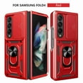 thumbnail image 1 of Heavy Duty Case for Samsung Galaxy Z Fold4, Camera Lens Sliding Rugged PC + Soft TPU Hybrid Shockproof Anti-Slip Cover with Magnetic Car Mount Ring Holder Kickstand Case,Red, 1 of 6