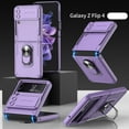 thumbnail image 1 of Heavy Duty Case for Samsung Z Flip 4 5G 2022, Galaxy Flip 4 Case Armor with Camera Cover Protection Holder Stand Rugged Shockproof Bumper Rubber Defender Men Outdoor Gift, NOT Metal Case, Purple, 1 of 11