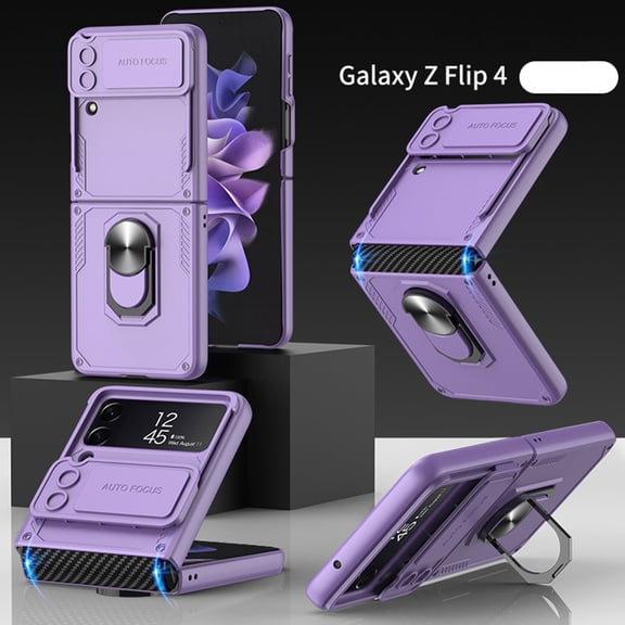 Heavy Duty Case for Samsung Z Flip 4 5G 2022, Galaxy Flip 4 Case Armor with Camera Cover Protection Holder Stand Rugged Shockproof Bumper Rubber Defender Men Outdoor Gift, NOT Metal Case, 6 Color