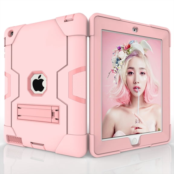 Heavy Duty Case for iPad 2nd 3rd 4th Generation 9.7 inch Rugged Cover with Kickstand, 3 Layer Protection