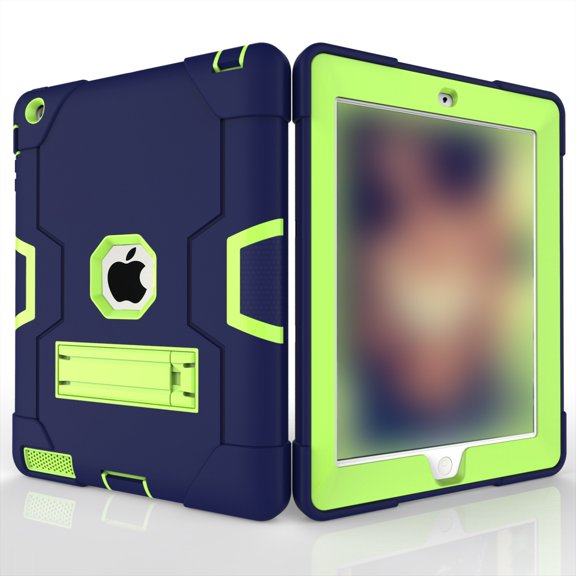Heavy Duty Case for iPad 2nd 3rd 4th Generation 9.7 inch Rugged Cover with Kickstand, 3 Layer Protection