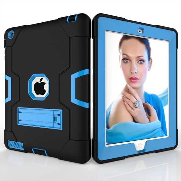 Heavy Duty Case for iPad 2nd 3rd 4th Generation 9.7 inch Rugged Cover with Kickstand, 3 Layer Protection