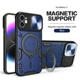 thumbnail image 1 of Heavy Duty Case for iPhone 11, Camera Lens Sliding Cover with Hidden Bracket Magnetic Car Mount Holder, Rugged PC+TPU Hybrid Shockproof Lens Protection Case for iPhone 11,Blue, 1 of 11