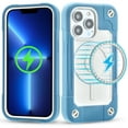 thumbnail image 1 of Heavy Duty Case for iPhone 13 Pro Max, Rugged PC Soft Silicone Shockproof Magnetic Triple-Layers Protective Cover Compatible with MagSafe Wireless Charging Military Grade Lens Protection Case,Blue, 1 of 6