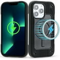 thumbnail image 1 of Heavy Duty Case for iPhone 13 Pro, Rugged PC Soft Silicone Shockproof Magnetic Triple-Layers Protective Cover Compatible with MagSafe Wireless Charging Military Grade Lens Protection Case,Black, 1 of 6