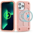 thumbnail image 1 of Heavy Duty Case for iPhone 13 Pro, Rugged PC Soft Silicone Shockproof Magnetic Triple-Layers Protective Cover Compatible with MagSafe Wireless Charging Military Grade Lens Protection Case,Rosegold, 1 of 6