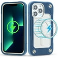 thumbnail image 1 of Heavy Duty Case for iPhone 13 Pro, Rugged PC Soft Silicone Shockproof Magnetic Triple-Layers Protective Cover Compatible with MagSafe Wireless Charging Military Grade Lens Protection Case,Deep Blue, 1 of 6