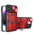 thumbnail image 1 of Heavy Duty Case for iPhone 16e, Camera Lens Sliding Cover with Hidden Bracket Magnetic Car Mount Holder, Rugged Military Grade Shockproof Lens Protection Case for iPhone 16e, Red, 1 of 12