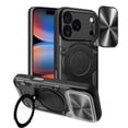 thumbnail image 1 of Heavy Duty Case for iPhone 17 Pro 6.3 inch, Camera Lens Sliding Cover With Hidden Bracket Magnetic Car Mount Holder, Rugged PC+TPU Hybrid Military Grade Shockproof Lens Protection Case,Black, 1 of 8