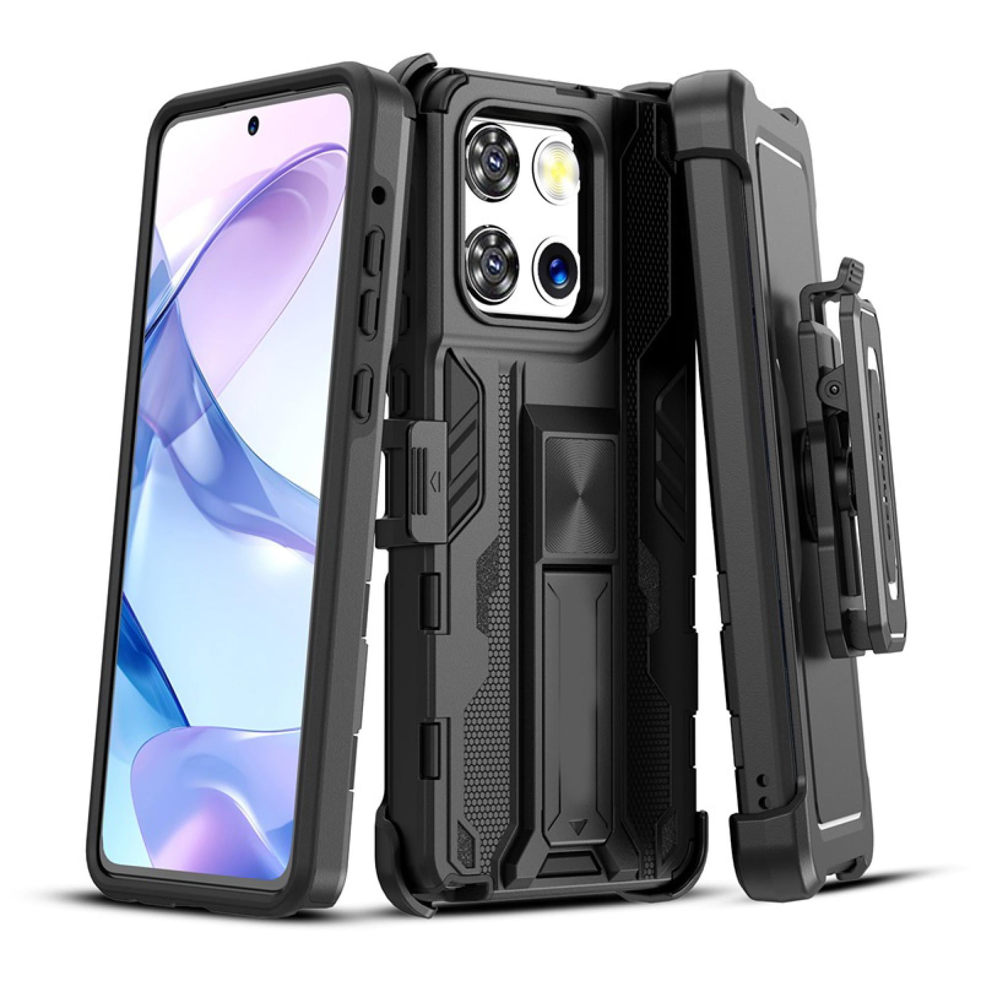 Heavy-Duty Case with Kickstand & Holster compatiable with Motorola Moto G Stylus 5G (2025) – Rugged Shock-Resistant Reflex Series, Black