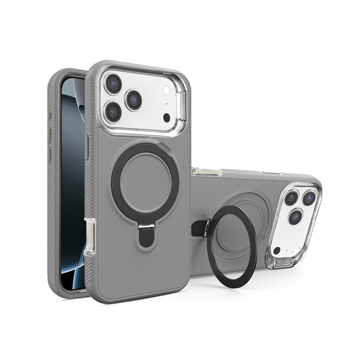 Heavy Duty Case with Wireless Charging Kickstand for iPhone 17 Pro Max - Grey
