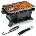 thumbnail image 1 of Gymax 100% Cast Iron Charcoal Grill Portable Hibachi Grill w/ Grill & Grate Hooks, 1 of 10