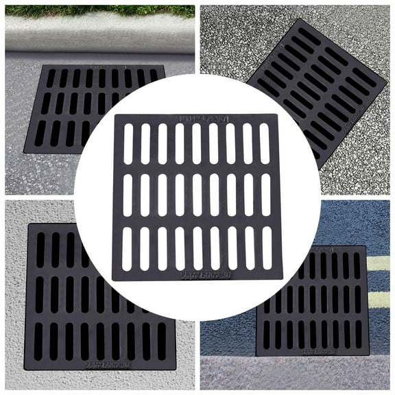 Heavy-Duty Cast Iron Drain Grate, 661lbs Load Capacity, Rustproof Anti-Slip Surface, Durable Rectangular Drain Cover for Outdoor Use