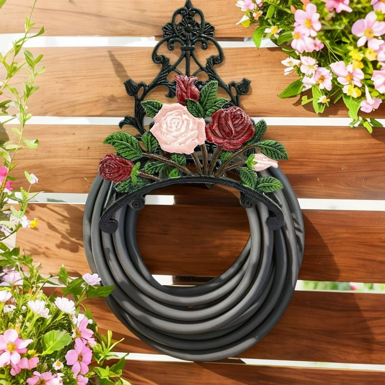 Heavy Duty Cast Iron Garden Hose Holder, Wall Mounted Water Hose