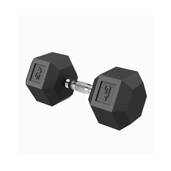 Heavy Duty Cast Iron Hex Dumbbell Set – 45 Lb Pair, PVC Coated, Non-Slip, Anti-Roll, Rubber Encased Strength Training Weights for Home Gym, Black