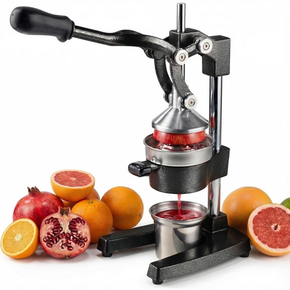 Heavy Duty Cast Iron Manual Citrus Juicer, Hand Press Juicer with 304 Stainless Steel Cup for Orange, Pomegranate, Grapefruit, Lemon, Professional Fruit Juicer for Home Use