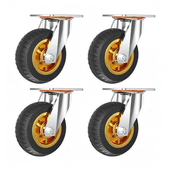 Heavy Duty Caster, 6 Inch Industrial Rubber Wheel with Brake, Swivel and Rigid Casters Set for Workbench Cart Equipment, 1-Pack