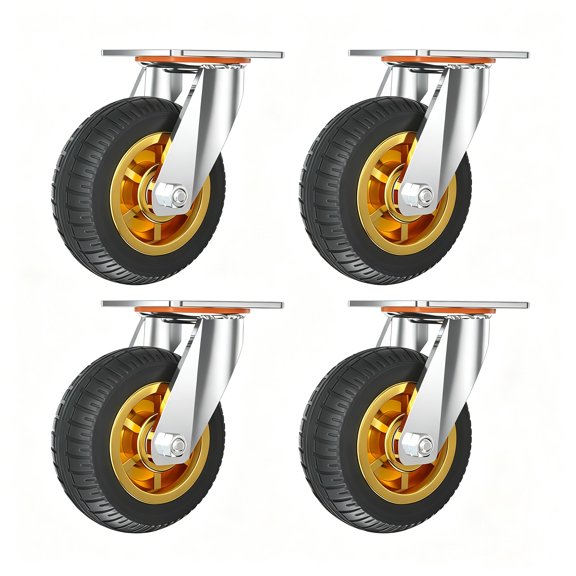 Heavy Duty Caster, 6 Inch Industrial Rubber Wheel with Brake, Swivel and Rigid Casters Set for Workbench Cart Equipment, 1-Pack