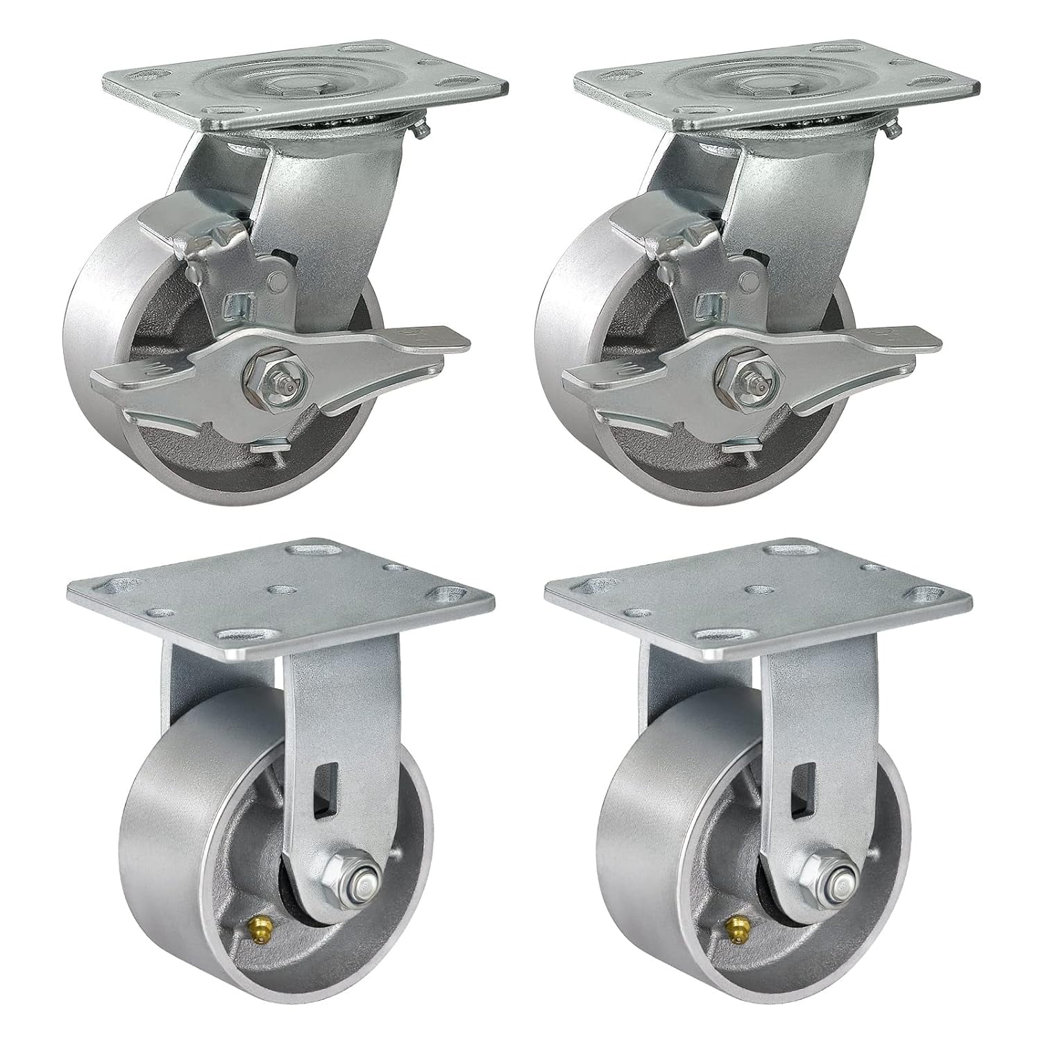 Heavy Duty Caster Steel Cast Iron Wheel Industrial Caster Wheels, Set